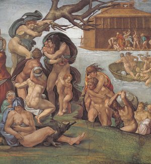 Michelangelo - Ceiling of the Sistine Chapel: Genesis, Noah 7-9: The Flood, left view
