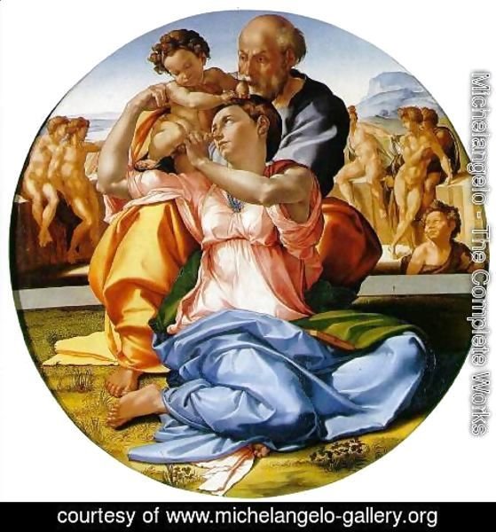 Michelangelo - The Holy Family with the Infant John the Baptist (or The Doni tondo)