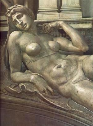 Michelangelo - Tomb of Lorenzo de' Medici: Dawn [detail: 1]