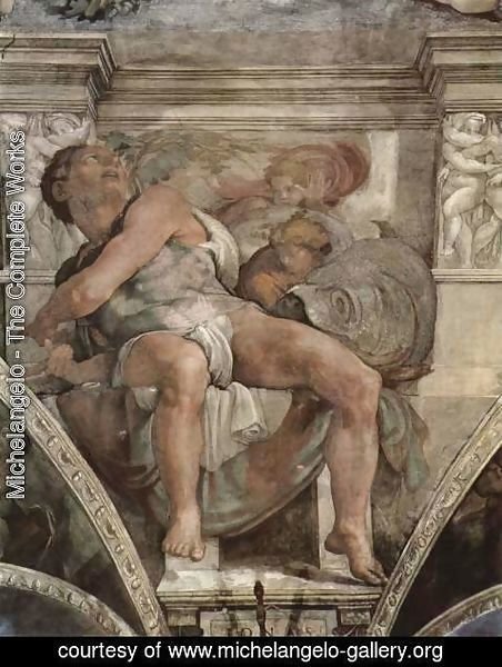 Michelangelo - Ceiling fresco for the story of creation in the Sistine Chapel, scene in Bezel The Prophet Jonas