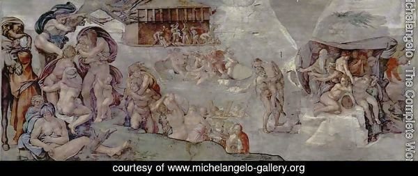Ceiling fresco for the story of creation in the Sistine Chapel, the main scene Flood