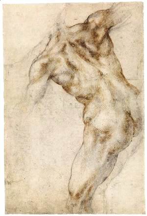 Michelangelo - Male Nude, Seen from the Rear (recto)