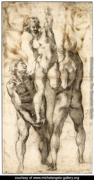 Group of Three Male Nudes (recto)