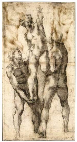 Michelangelo - Group of Three Male Nudes (recto)