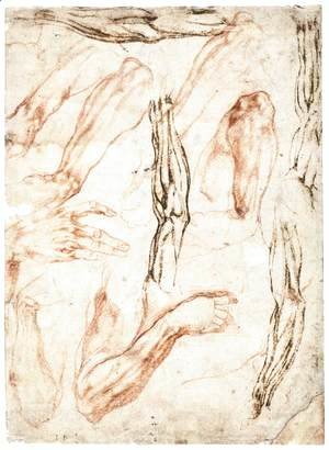 Michelangelo - Studies of Arms and Hands (recto)