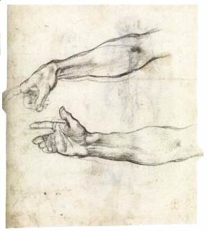 Michelangelo - Two Studies of an Outstretched Right Arm (verso)