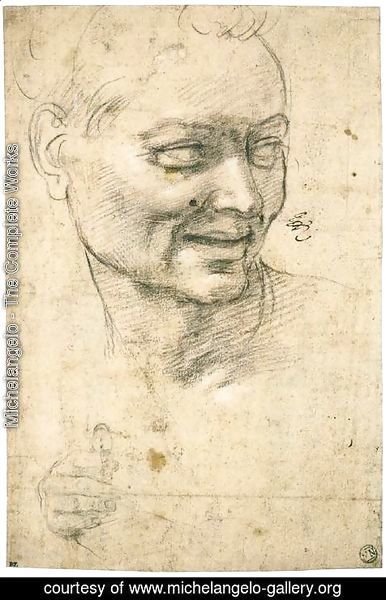 Michelangelo - Head Study of a Smiling Youth (recto)