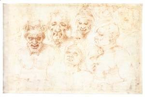 Michelangelo - Grotesque Heads (recto)
