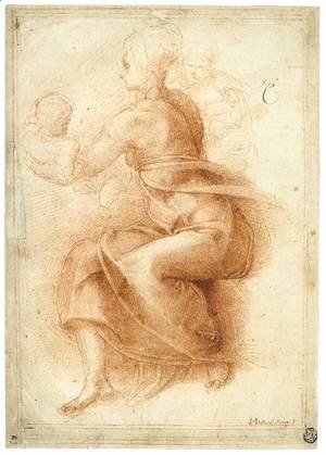 Michelangelo - Madonna and Child with the Infant St John (recto)