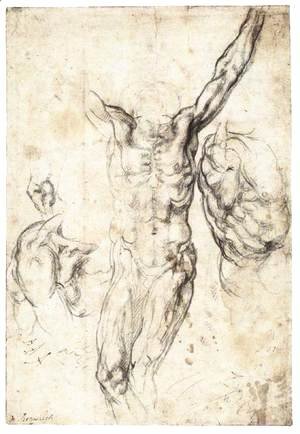 Michelangelo - Studies of the Crucified Christ (recto)