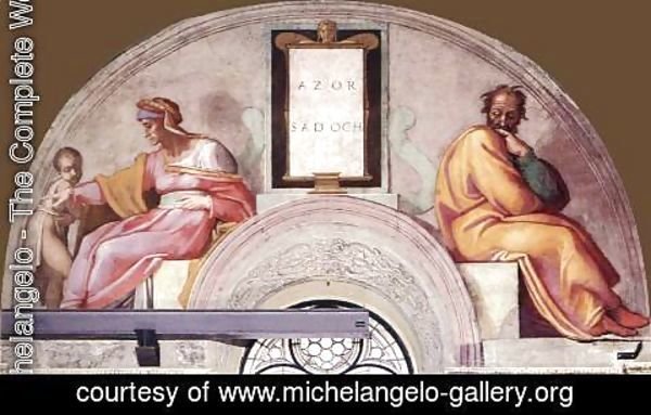 Michelangelo - The Ancestors of Christ Azor, Sadoch