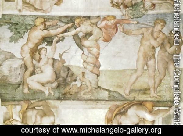 Sistine Chapel Ceiling The Temptation And Expulsion By