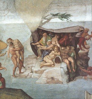 Michelangelo - Ceiling Of The Sistine Chapel  Genesis Noah 7 9  The Flood Right View