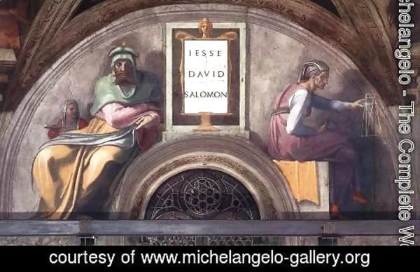 Michelangelo - Lunette XI   Jesse  David And Solomon  Sistine Chapel