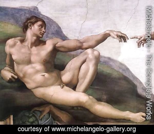 Michelangelo - Creation of Adam (detail-1) 1510