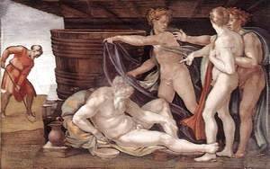 Michelangelo - Drunkenness of Noah 1509