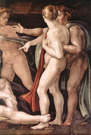 Michelangelo - Drunkenness of Noah (detail-2) 1509