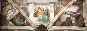 Michelangelo - Frescoes above the entrance wall 1508-12