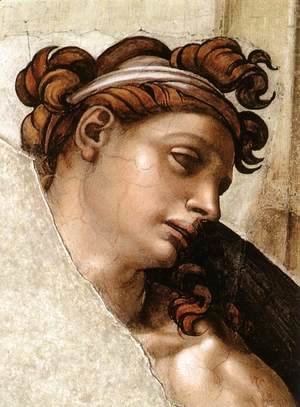 Michelangelo - Ignudo -3 (detail) 1509