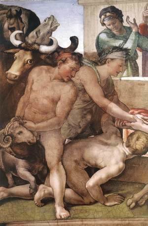 Michelangelo - Sacrifice of Noah (detail-1) 1509