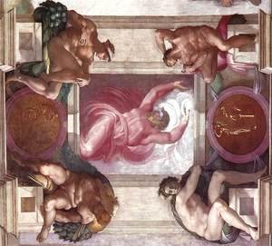 Michelangelo - Separation of Light from Darkness (with ignudi and medallions) 1511