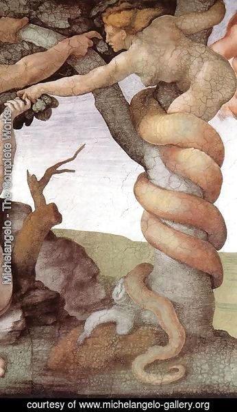 Michelangelo - The Fall and Expulsion from Garden of Eden (detail-2) 1509-10