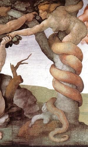 Michelangelo - The Fall and Expulsion from Garden of Eden (detail-2) 1509-10