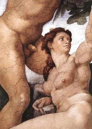 Michelangelo - The Fall and Expulsion from Garden of Eden (detail-4) 1509-10