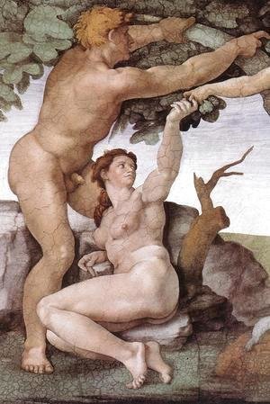 Michelangelo - The Fall and Expulsion from Garden of Eden (detail-8) 1509-10