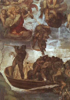 Michelangelo - Last Judgement, detail of the Boatman Charon  1536-41