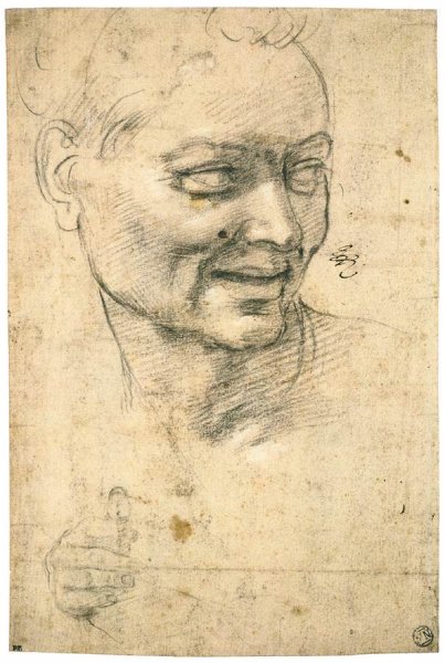 Head Study of a Smiling Youth (recto)