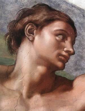 Michelangelo - Ceiling of the Sistine Chapel: Genesis, The Creation of Adam [Adam's face]