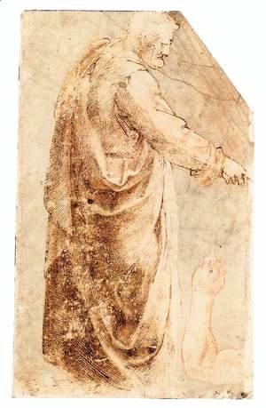 Michelangelo - Male Figure after Masaccio, Arm Studies (recto)