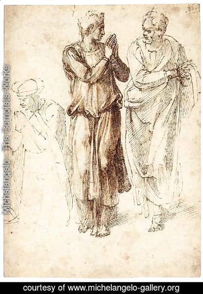 Michelangelo - One Kneeling and Two Standing Figures (recto)