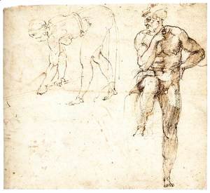 Michelangelo - Woman Hoeing and Sitting Man (recto)