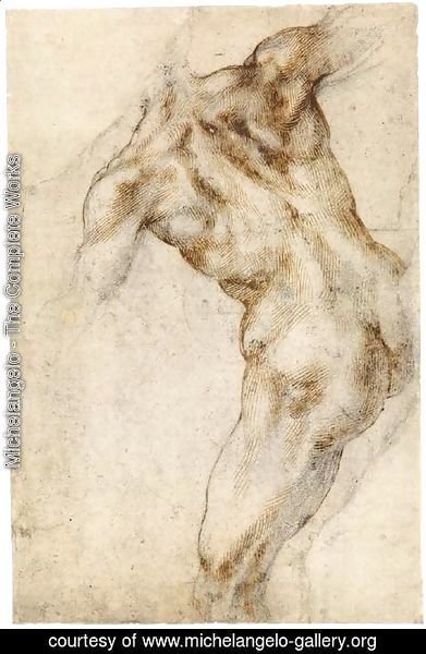 Michelangelo - Male Nude, Seen from the Rear (recto)