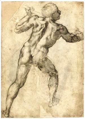 Michelangelo - Male Nude, Seen from the Rear (recto) 3