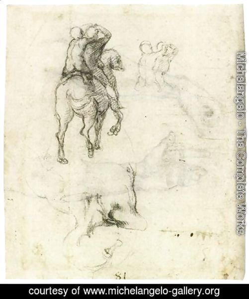 Michelangelo - Horse with Two Riders (recto)