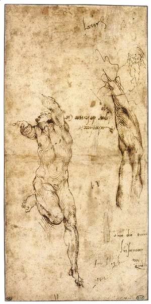 Michelangelo - Various Studies (verso)