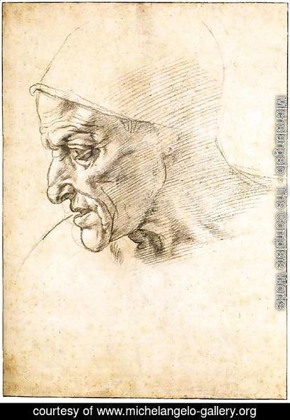 Michelangelo - Study for the Head of the Cumeaen Sibyl (recto)