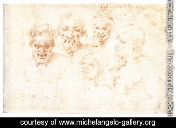 Michelangelo - Grotesque Heads (recto)