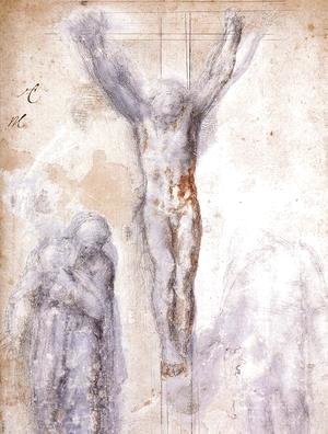 Michelangelo - Study of Christ on the Cross between the Virgin and St. John the Evangelist
