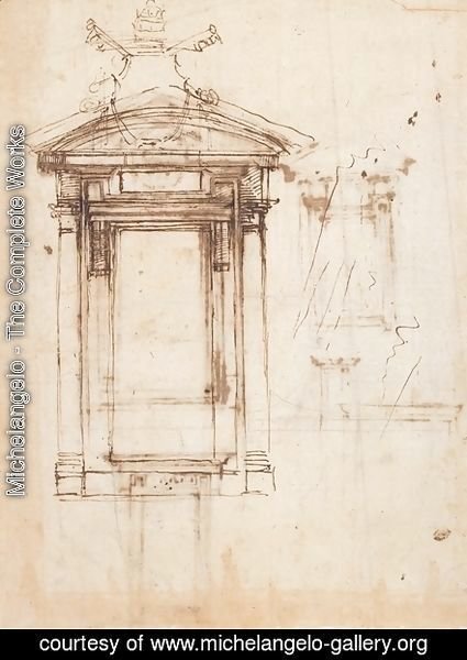 Michelangelo - Design for Laurentian library doors and an external window