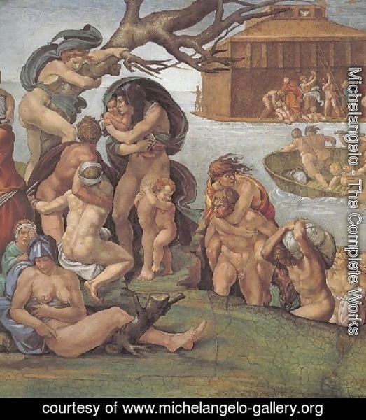 Michelangelo - Ceiling Of The Sistine Chapel  Genesis Noah 7 9  The Flood Left View