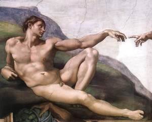 Michelangelo - Creation of Adam (detail-1) 1510