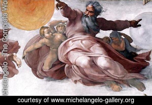 Michelangelo - Creation of the Sun, Moon, and Plants (detail-1) 1511
