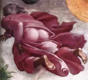 Michelangelo - Creation of the Sun, Moon, and Plants (detail-2) 1511