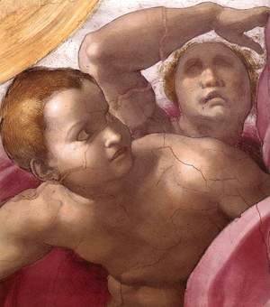 Michelangelo - Creation of the Sun, Moon, and Plants (detail-3) 1511