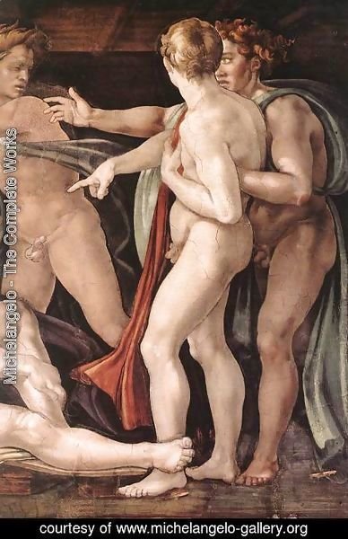 Michelangelo - Drunkenness of Noah (detail-2) 1509