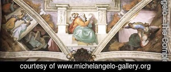 Michelangelo - Frescoes above the entrance wall 1508-12